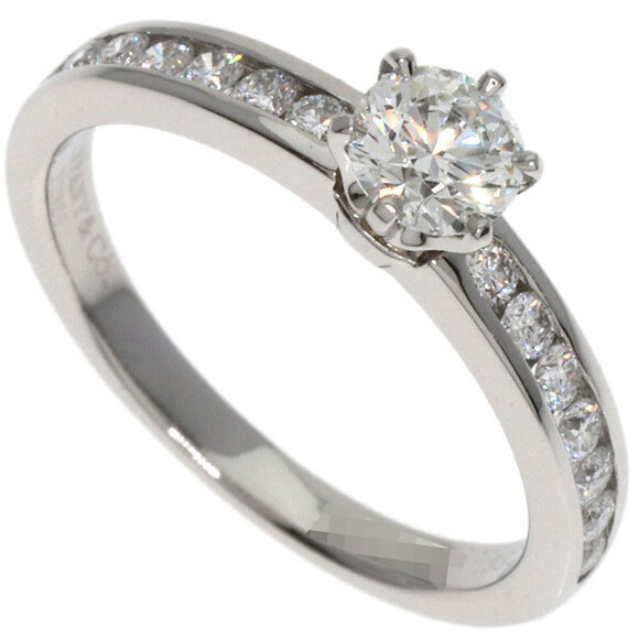 TIFFANY & CO. Platinum Diamond Ring - Picture 1 of 8